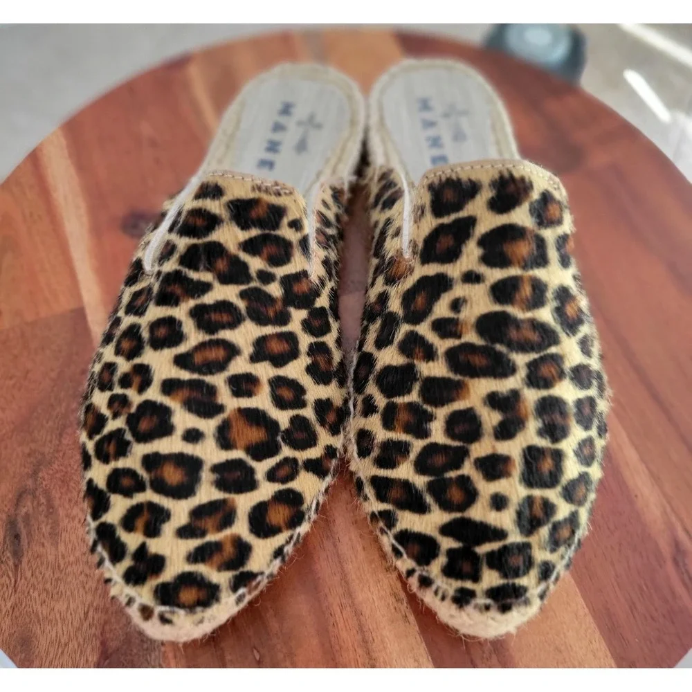 Manebi Leopard‎ Print Slip-On Flats Espadrilles  Womens Size EU 35